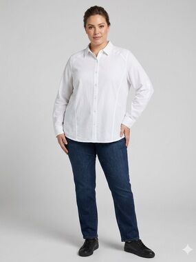 North End Sport Lady XXL White Long Sleeve Button Down Moisture Wicking Shirt